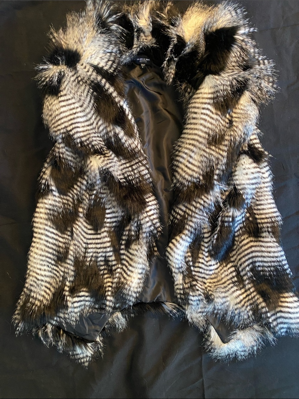 La Belle Roc Black and White Faux Fur Jacket